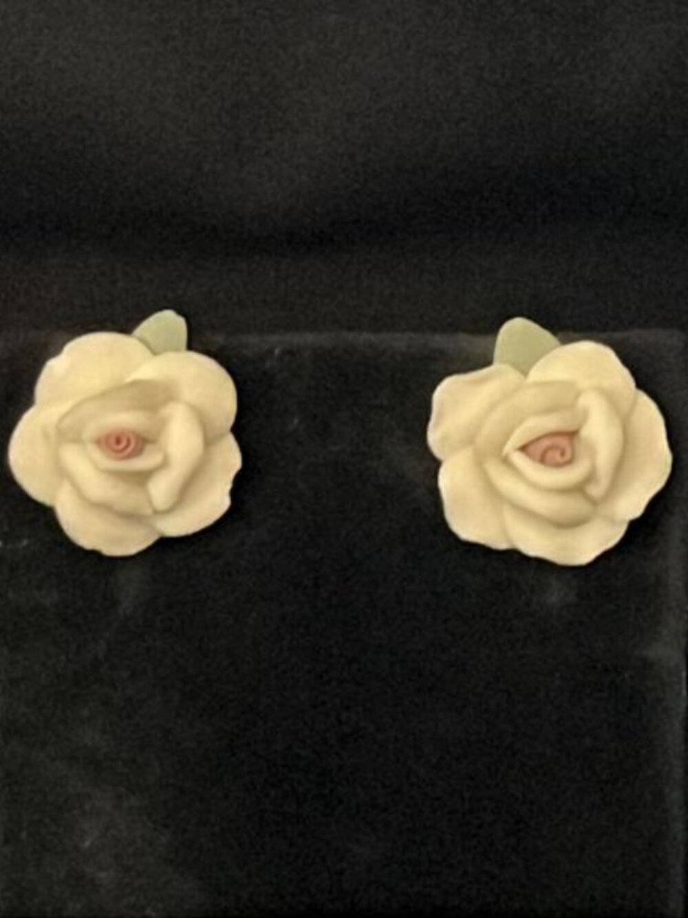 Cream Porcelain Rose Stud Earrings